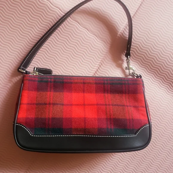 Coach Y2K Vintage Tartan Plaid Wool Mini Bag  Demi Shoulder Purse Holiday Grunge - Picture 2 of 14